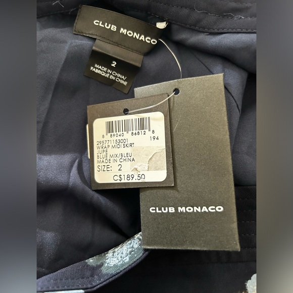 Club Monaco NWT Midi Wrap Skirt blue mix floral XS Size 2 - Picture 5 of 5